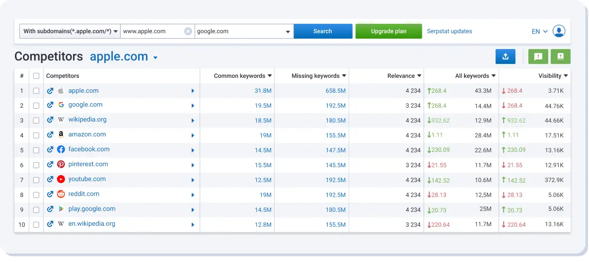 Detailed analysis of the niche and capabilities of your competitors.