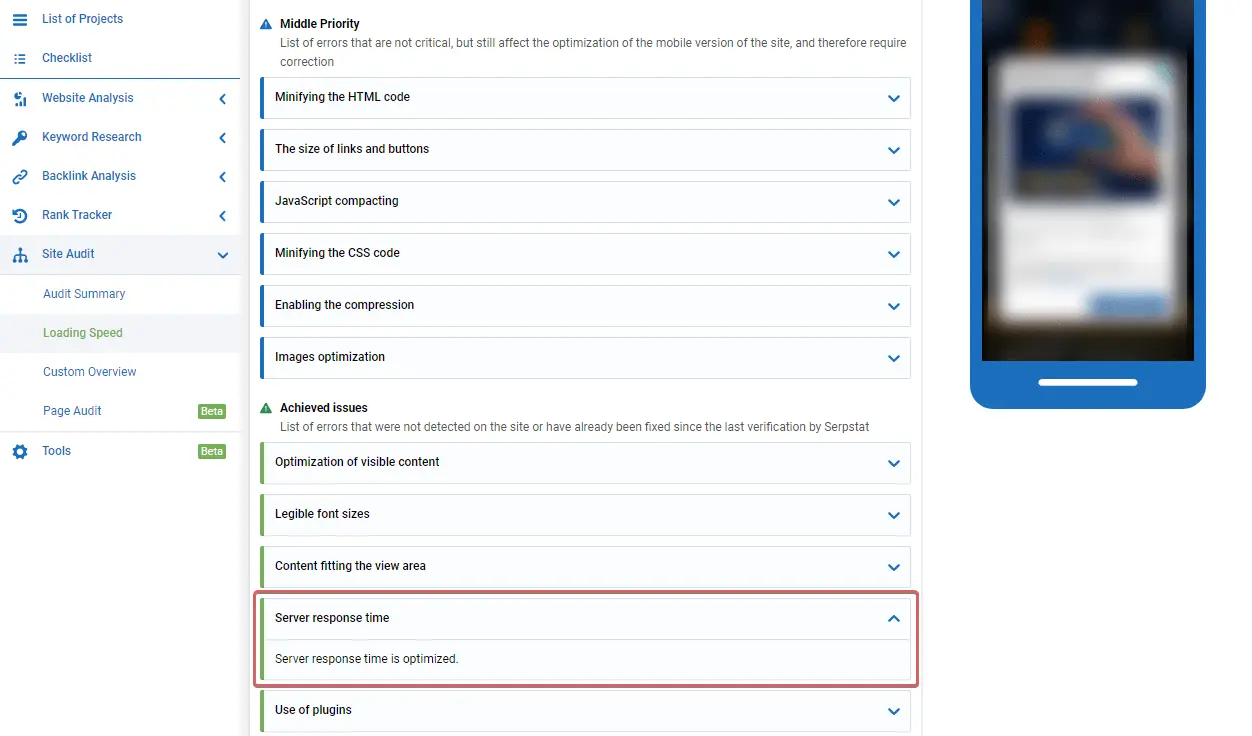 Serpstat Site Audit Download Speed