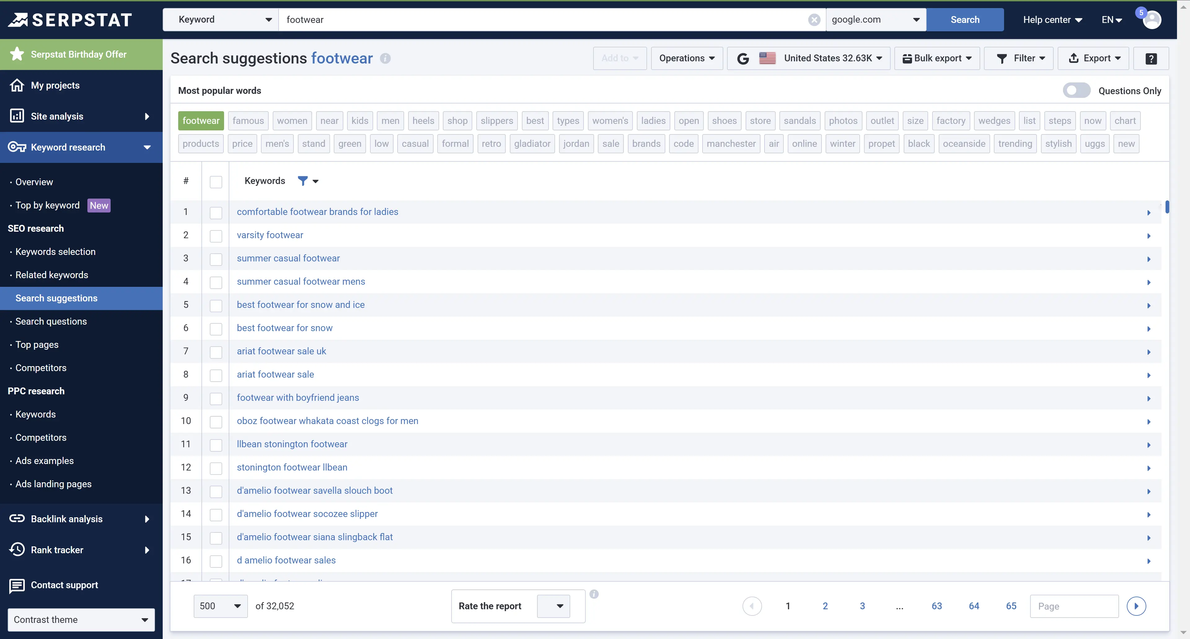 Search suggestions Serpstat