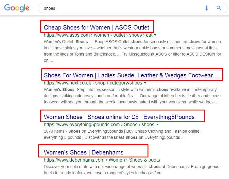 Google Search results