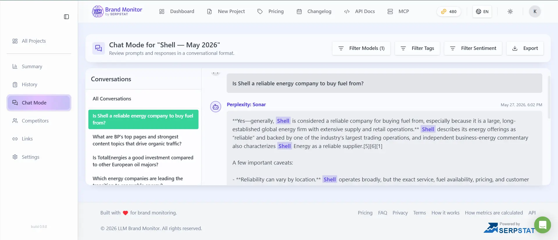 Sentiment analysis and Brand Accuracy check in LLM Brand Monitor
