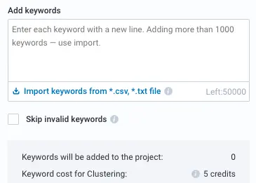 clustering parameters