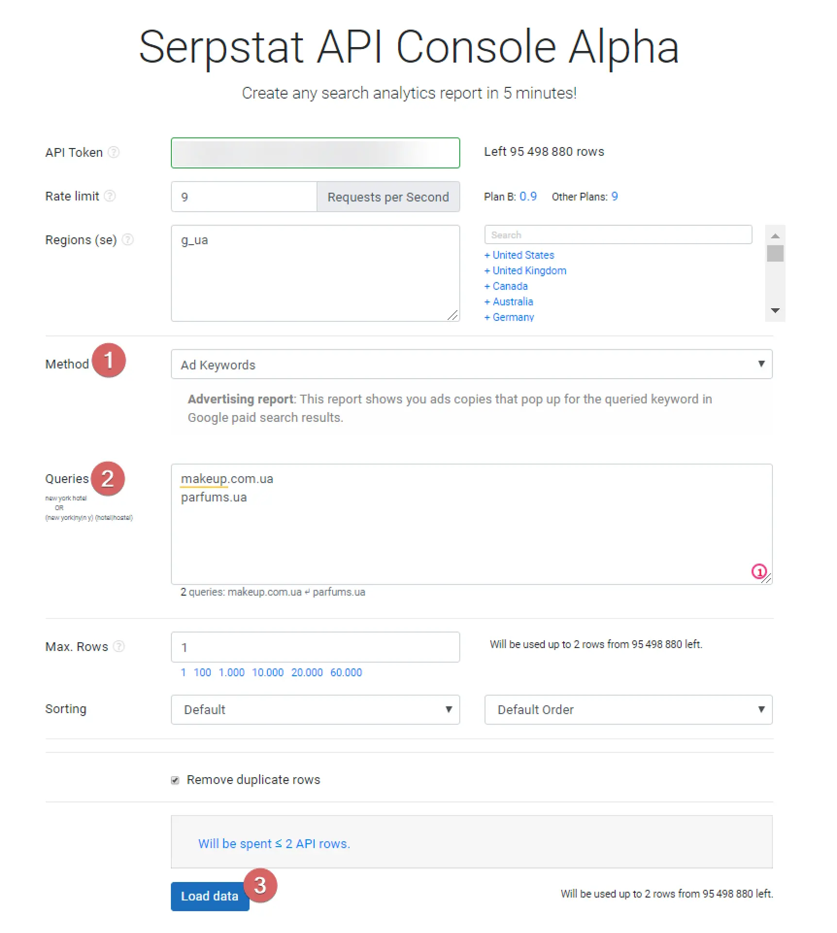 Serpstat API Console Alpha