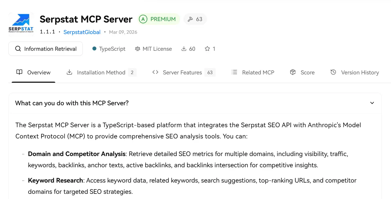 Serpstat MCP Server screenshot