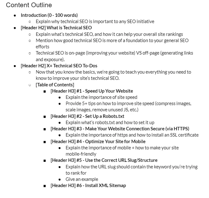 well-written content outline