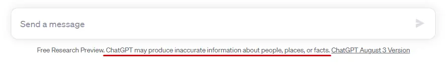 ChatGPT disclaimer