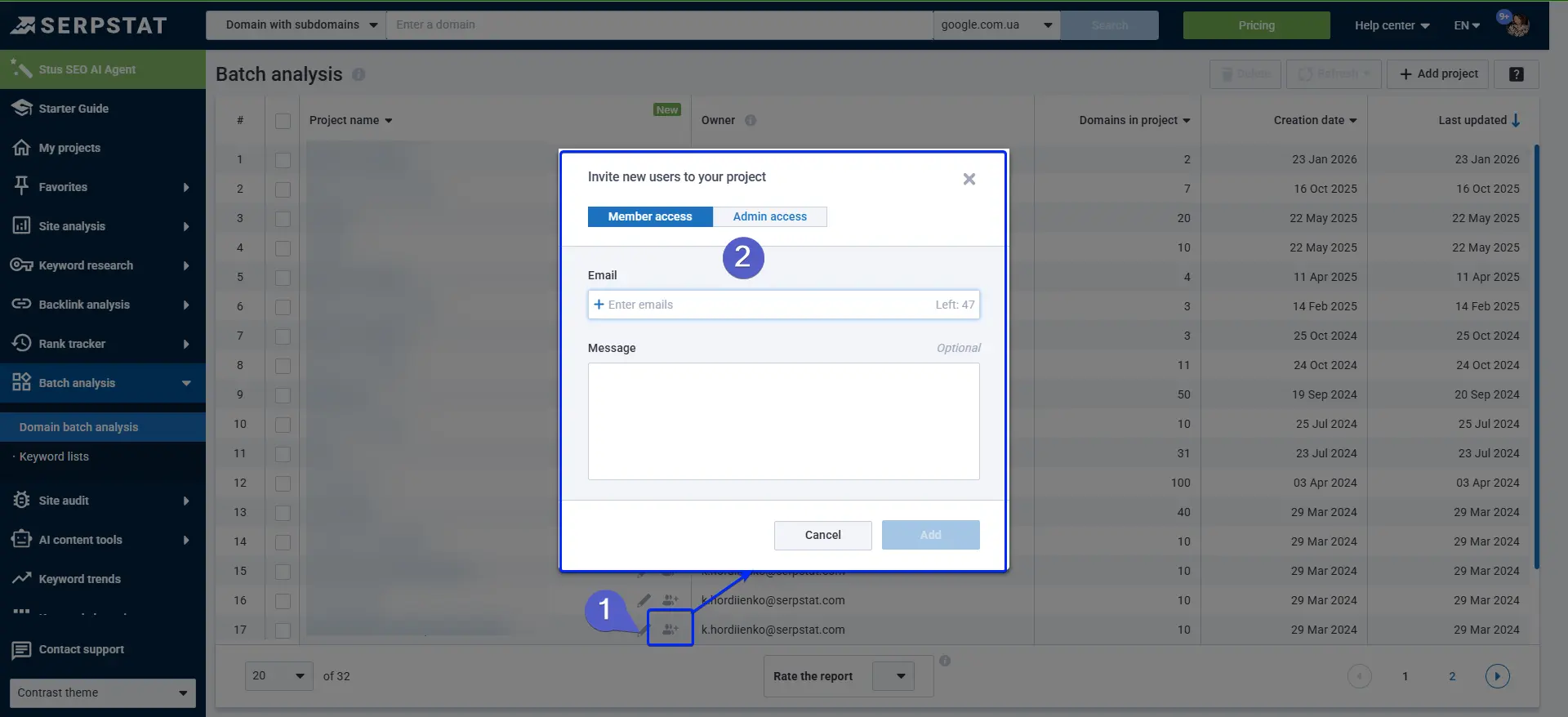 Share Projects With Multi-User Teammates