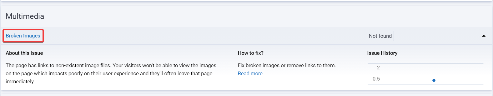 Serpstat Site Audit can detect broken images on the website