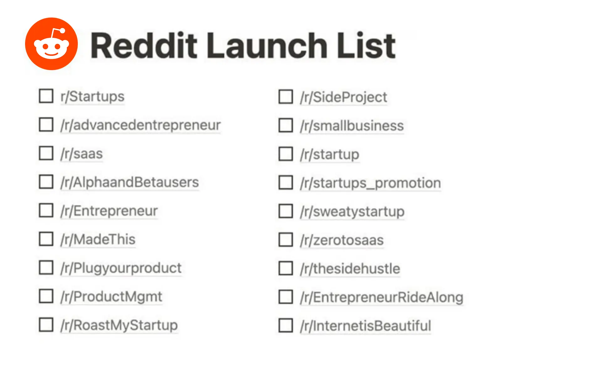 Reddit Launch List