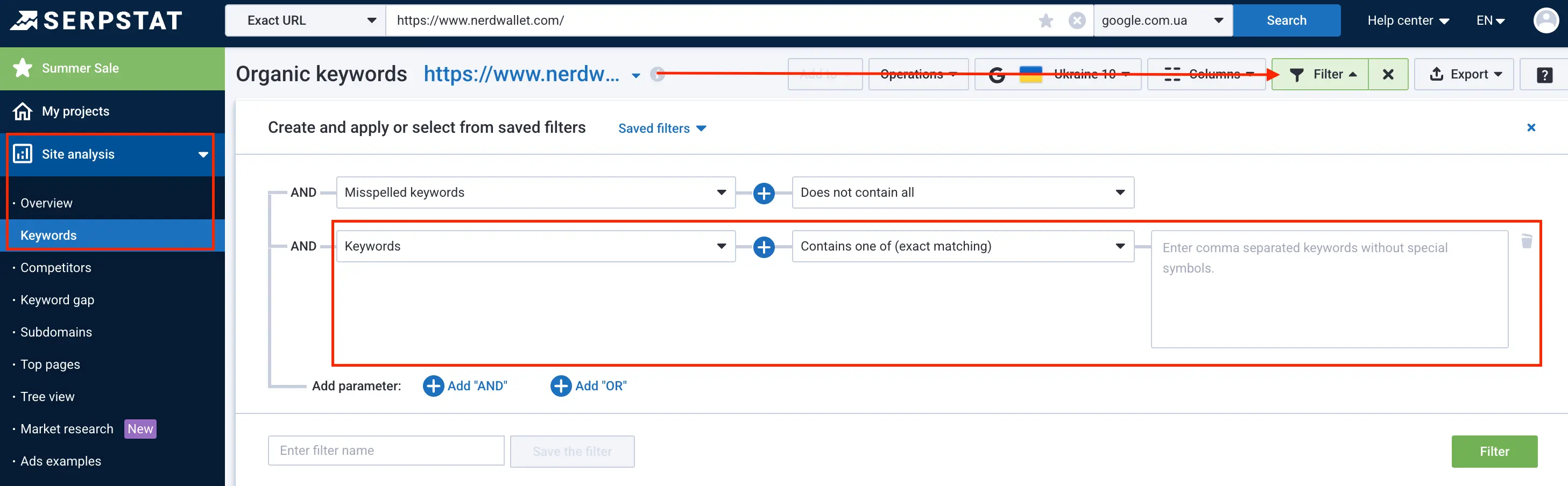 Filtering AI phrases for your site by keyword cluster