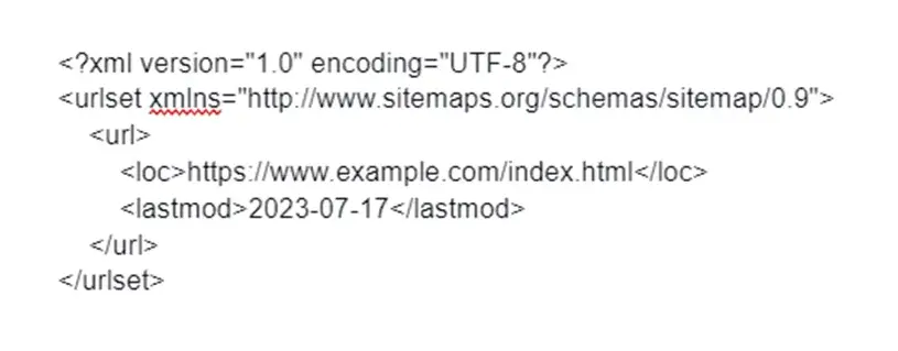 A basic example of standard XML for websites