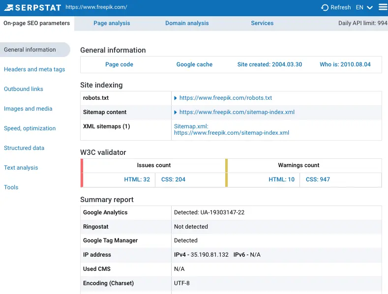 Serpstat Website SEO Checker