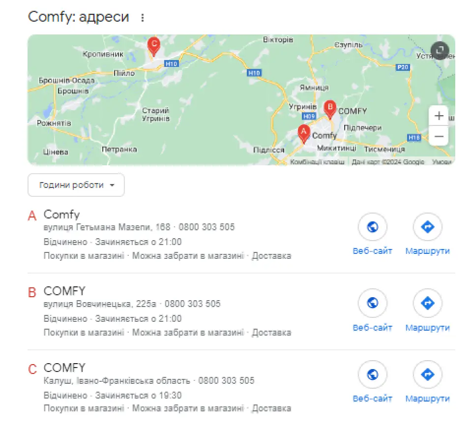 Місцеві результати (Local pack)