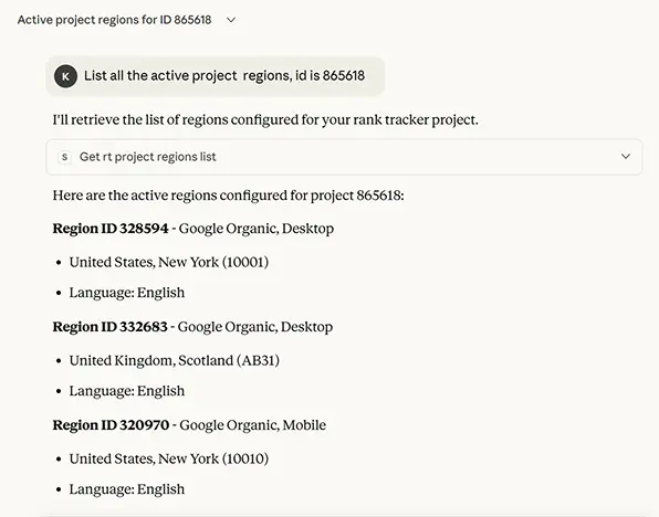 Creating new SEO project in Serpstat MCP