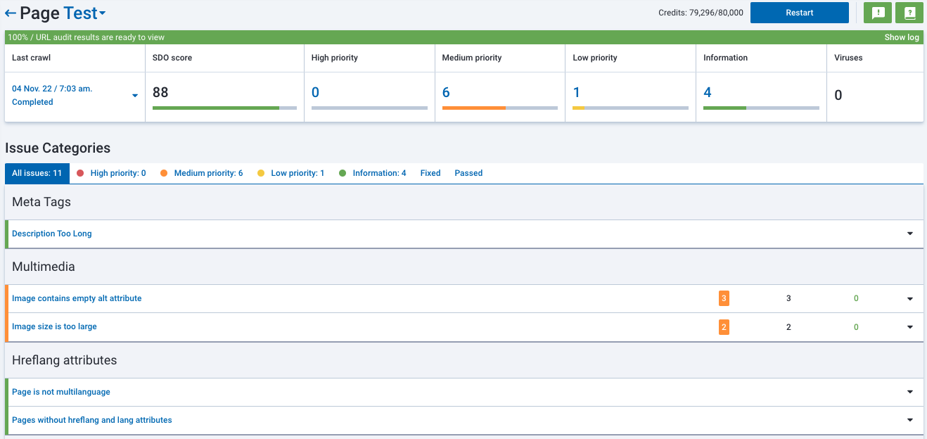 Serpstat page audit