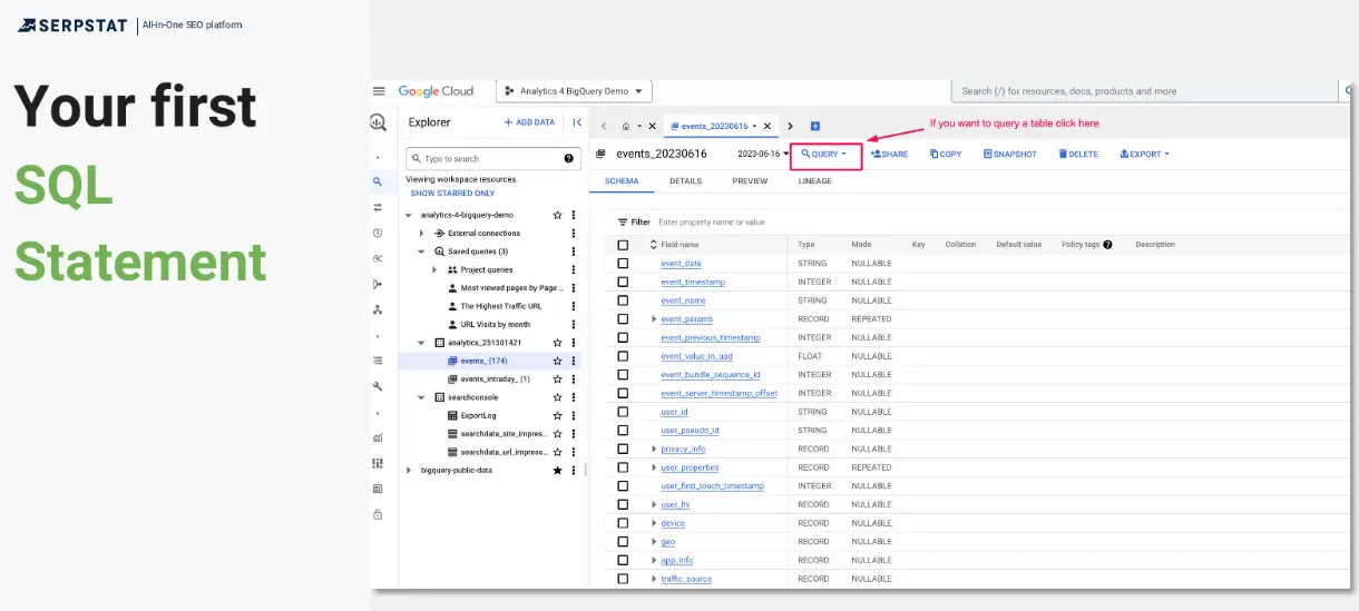 Your first SQL Statement