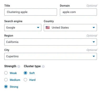 clustering parameters