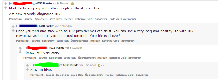 Kommentare auf Reddit