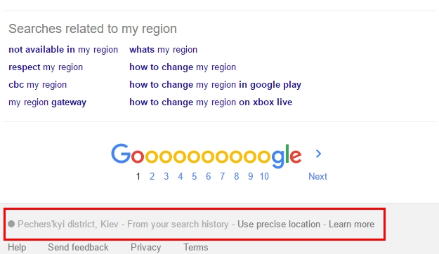 Google search specific location