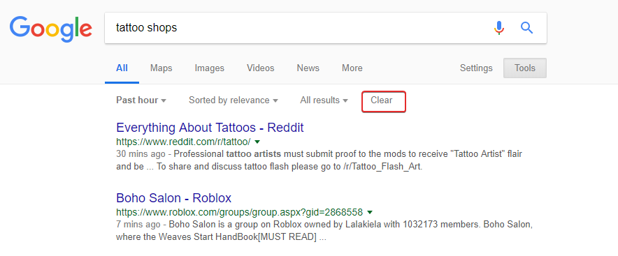 How to remove filters for Google search results page