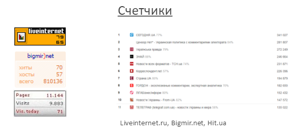 Скриншот счетчиков и логов сайта
