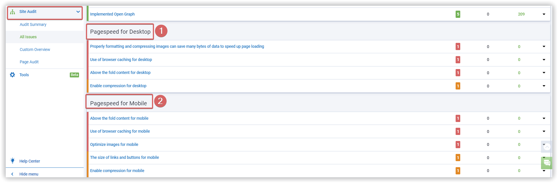 pagespeed for desctop and mobile