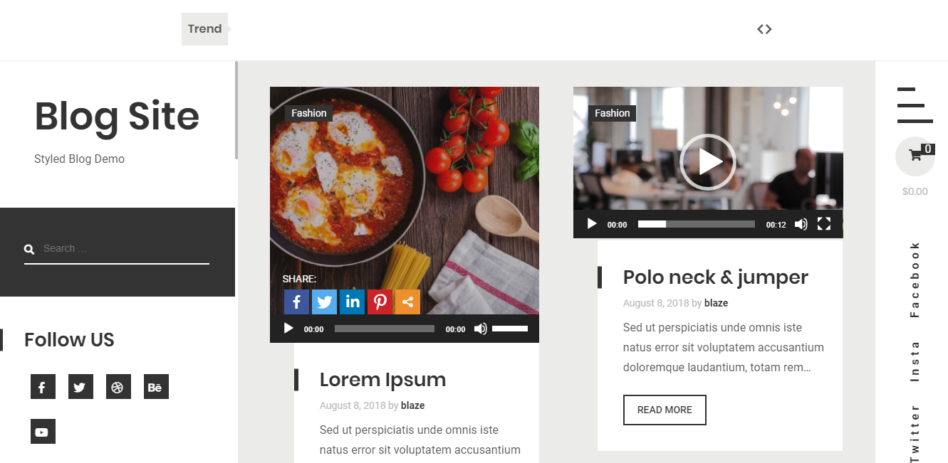 Free Monochrome Styled Blog Blog Template for WordPress - 1