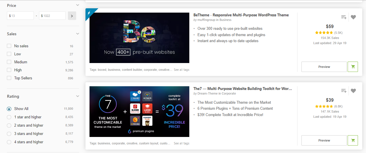 Buying Templates at Themeforest