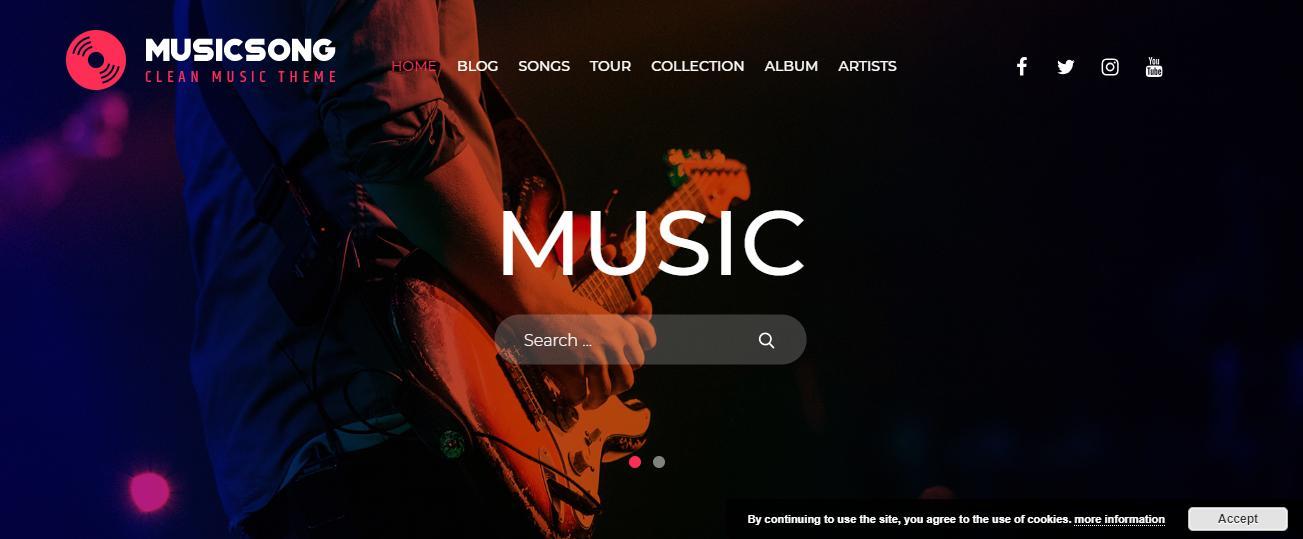 Free Musicsong Music Website Template for WordPress - 1