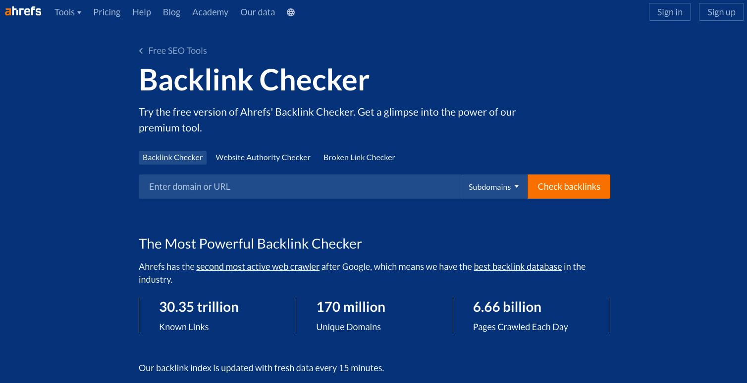 Ahrefs' Backlink Checker