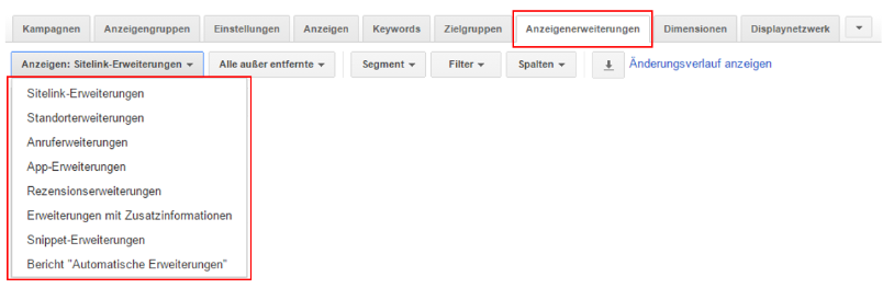 Anzeigenerweiterungen