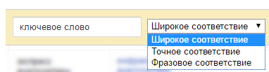 Настройка типов соответствия в Adwords, типы ключевых слов