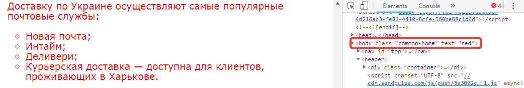 Атрибут text в теге Body