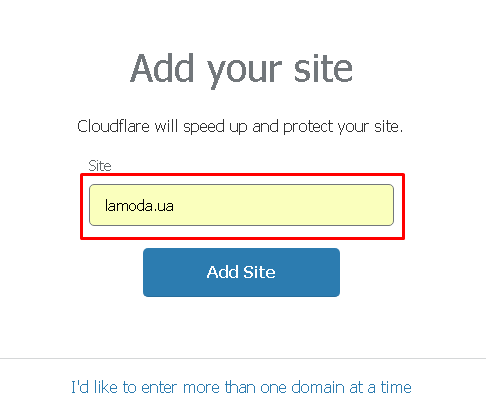 Добавление сайта в CloudFlare