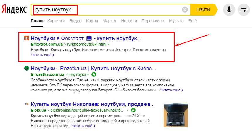 Релевантные страницы в поисковой выдаче Яндекса