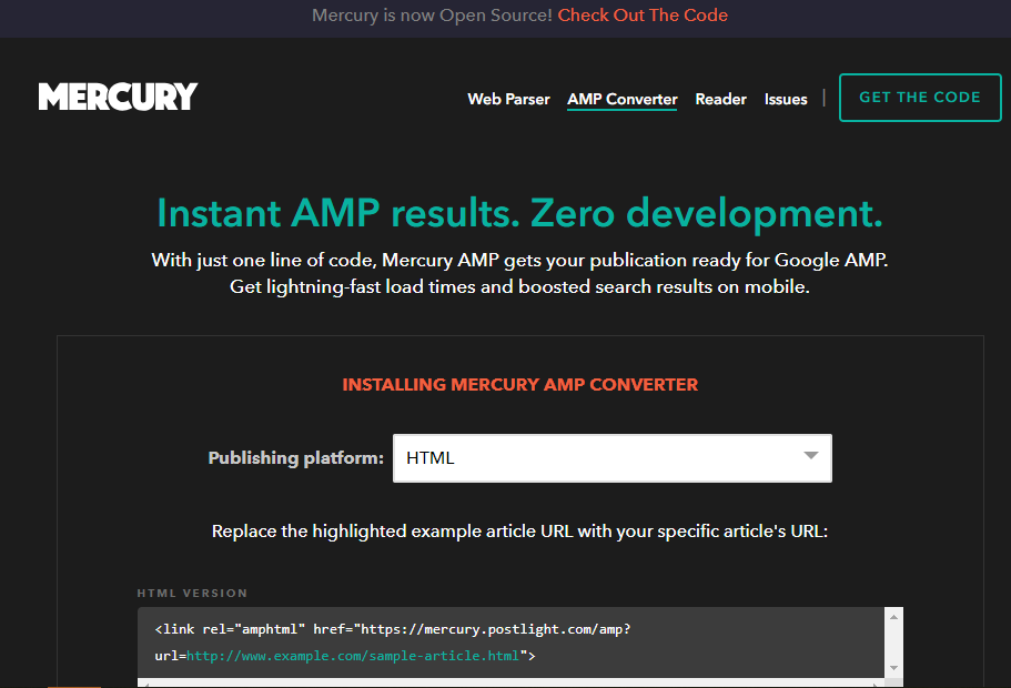 Mercury AMP Page Converter