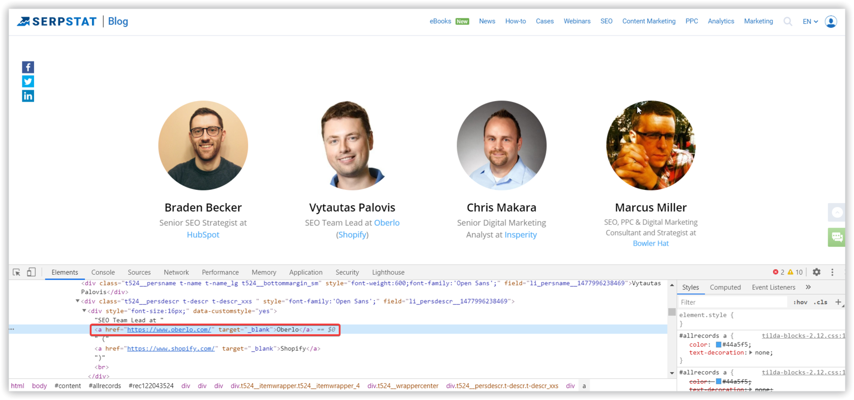 Serpstat Backlinks dashboard