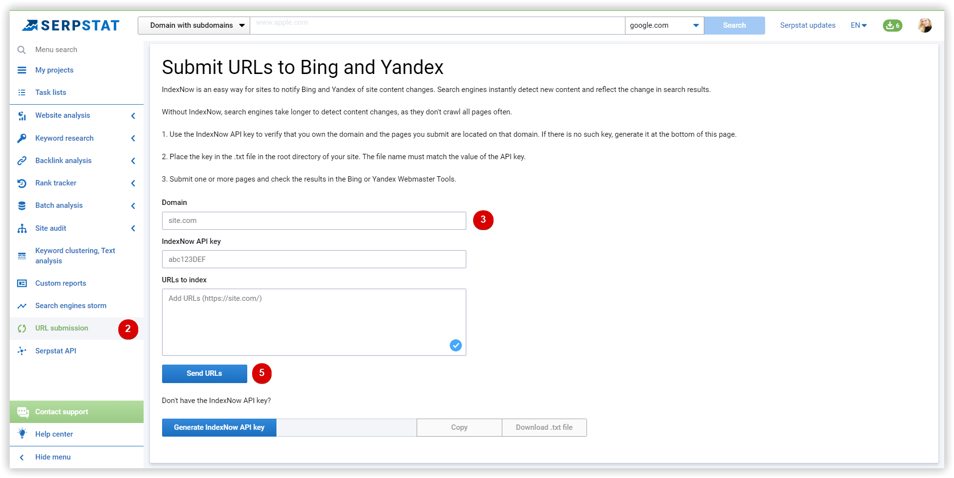 URL indexing