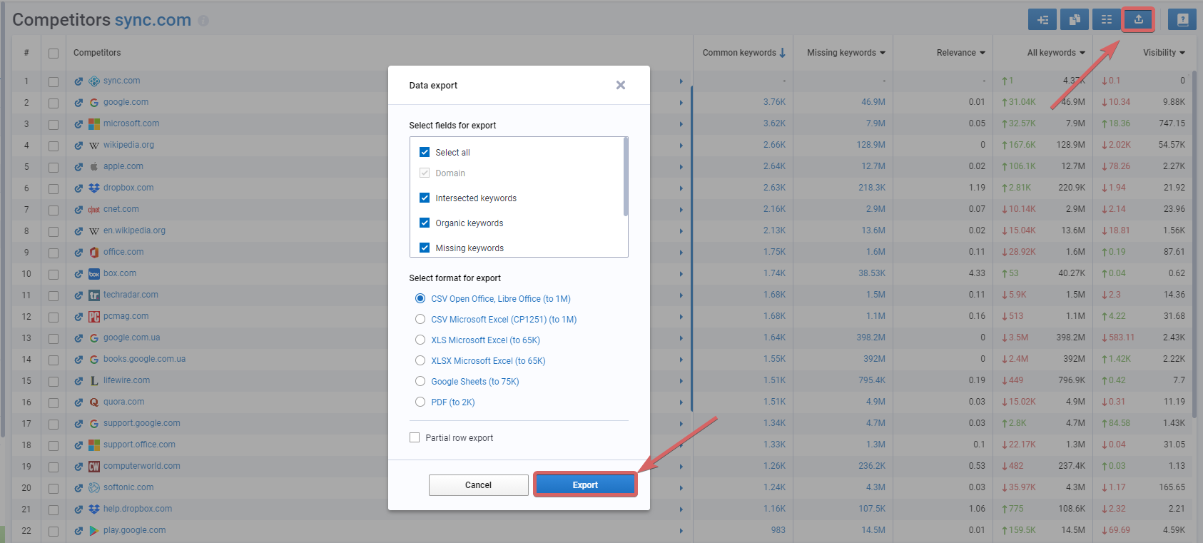 Growth Points for SaaS: How to Increase Organic Traffic by Using Competitors 16261788458643 download the list of competitors