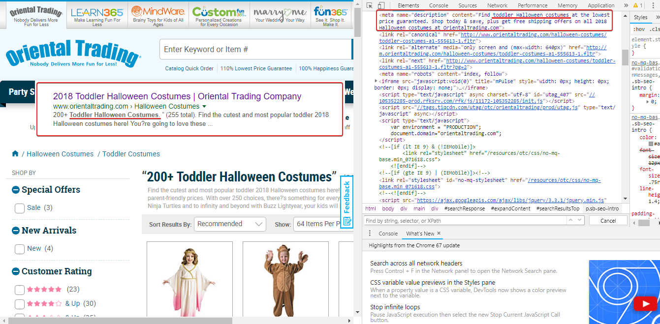 eCommerce page