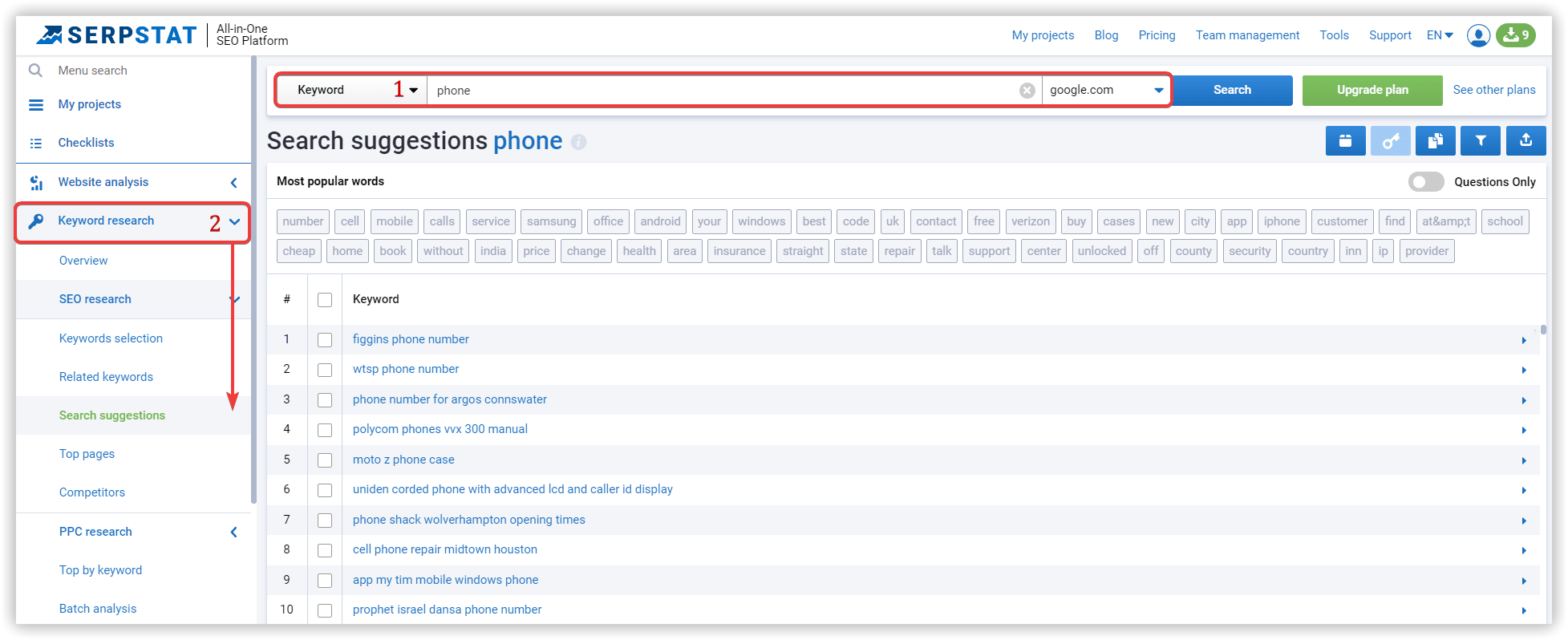 search suggestions