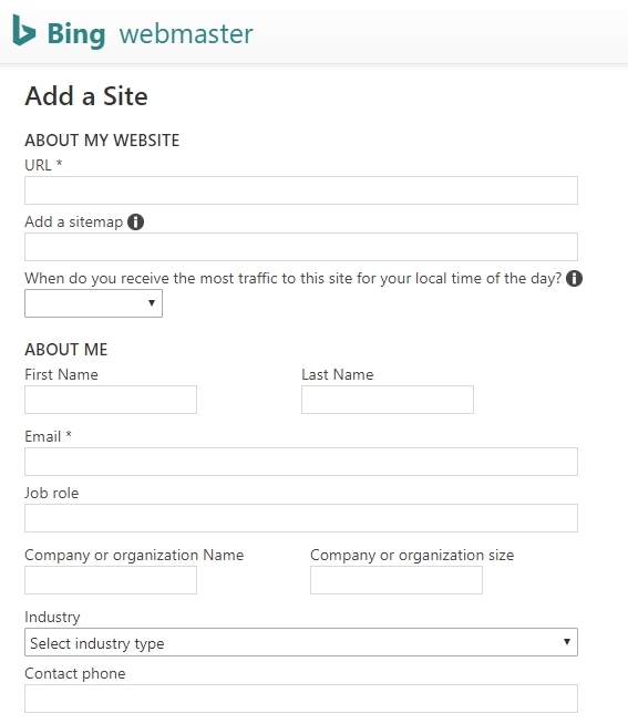 Add a site to Bing Webmaster tools