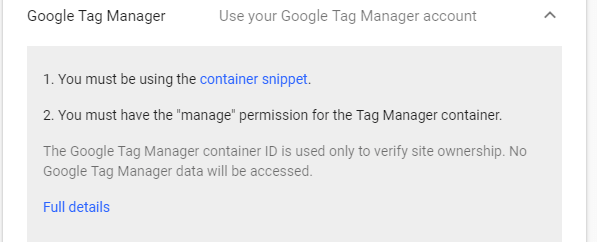 Verification via Google Tag Manager