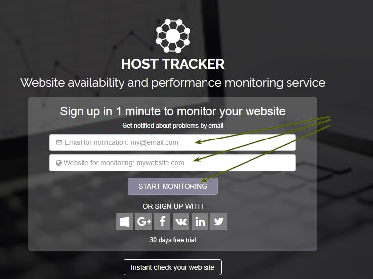 How to add a site to the accessibility monitoring service — comparison of free systems 16261788342738 Host-tracker monitoring