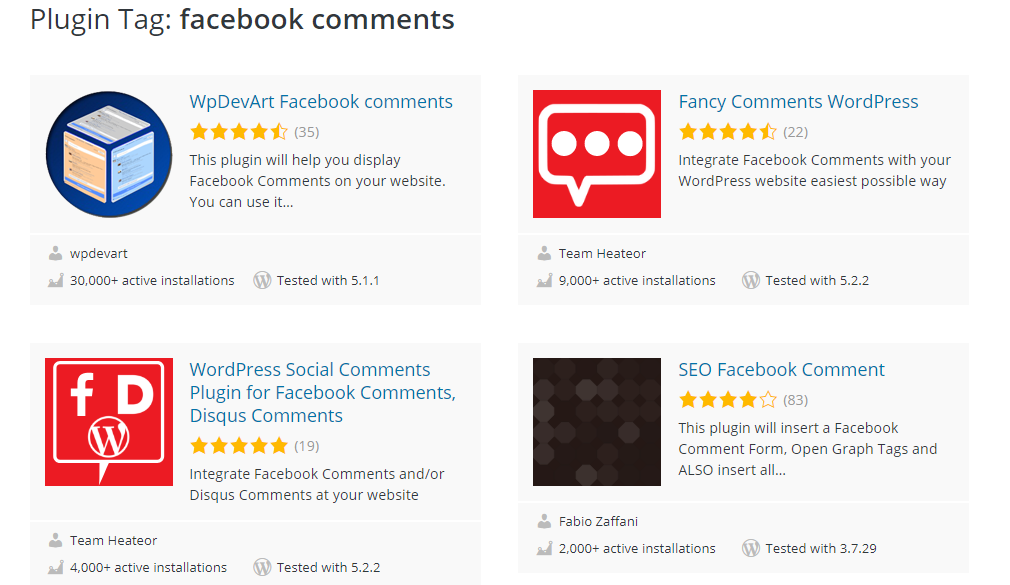 Facebook Widgets for WordPress