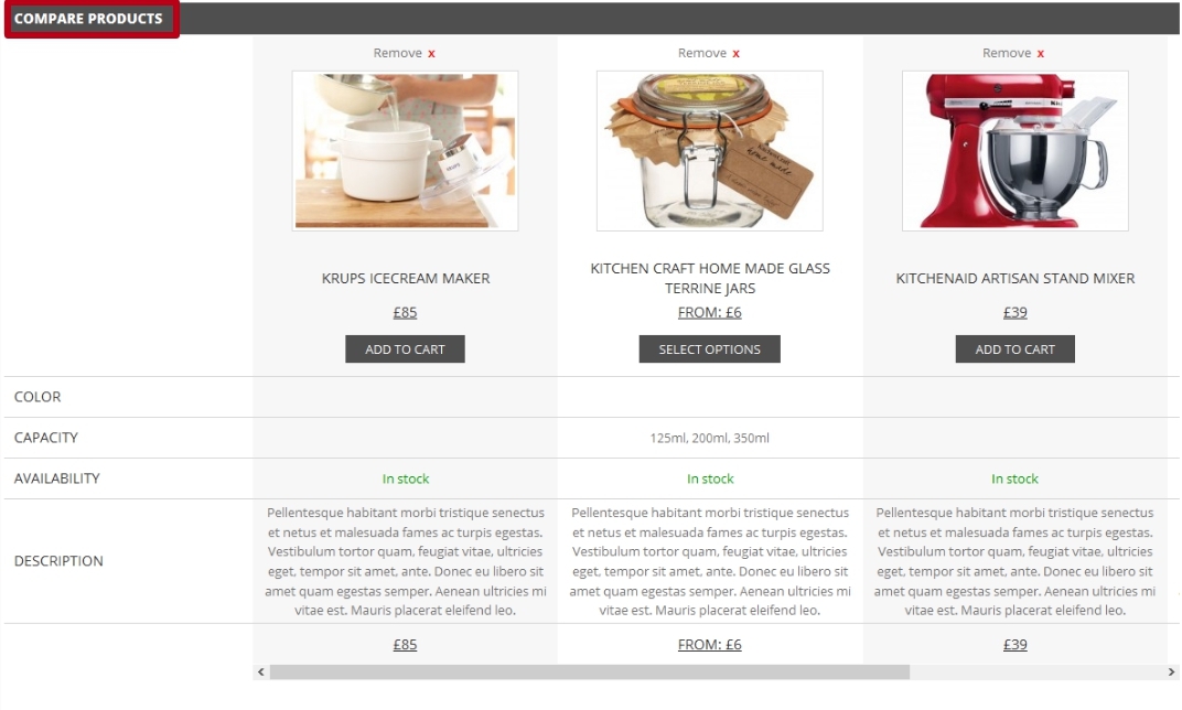Compare Products with YITH WooCommerce Compare