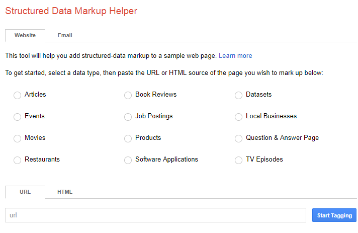 Structured Data Markup Helper in Google