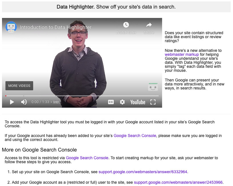 Google Data Highlighter