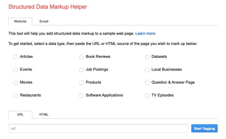 Google's Structured Data Markup Helper