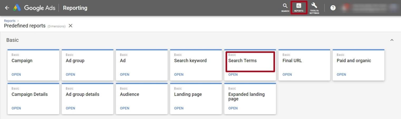 google adwords search terms